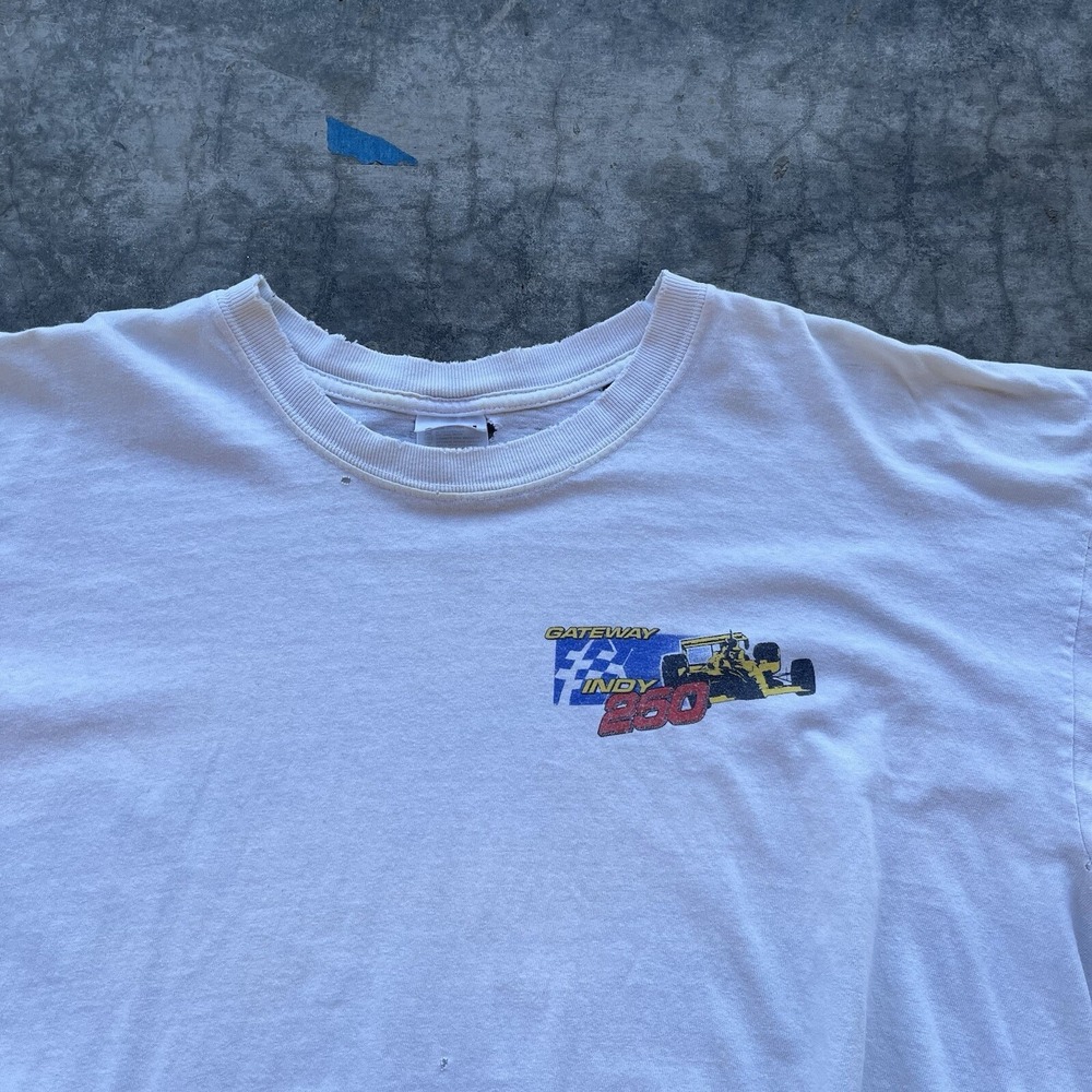 Vintage Inagural Indy 250 Racing Tee Shirt White XL 2001 Distressed Graphic Tee - Picture 3 of 7